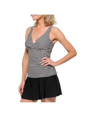 Christina Black‑White Striped Tankini Swim Top 16 Nautical Chic Plus Comfort